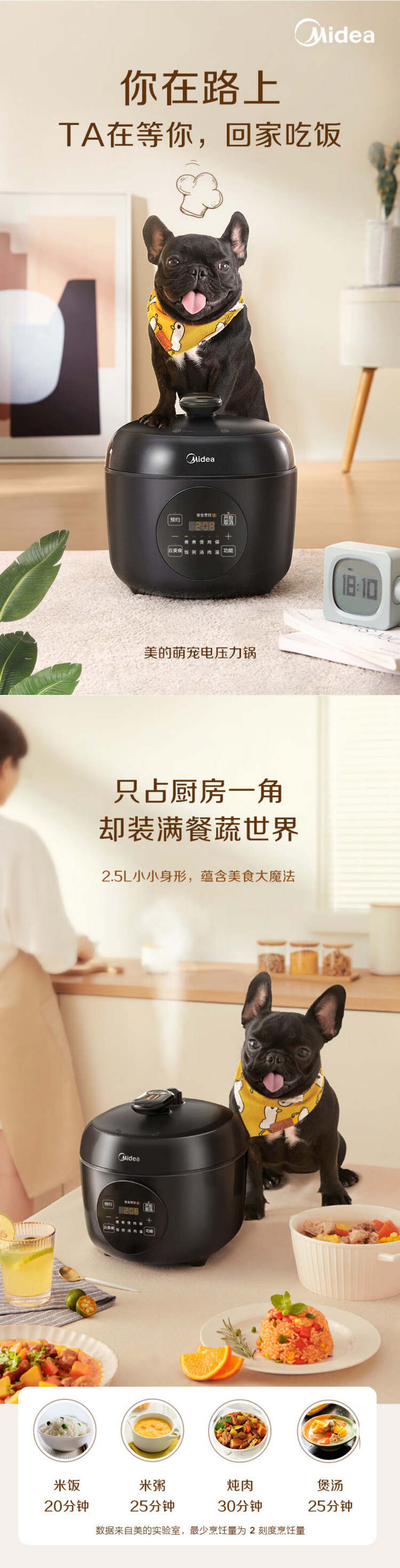 美的/MIDEA 电压力锅2.5L家用70kPa高压快煮MY-YL25E331