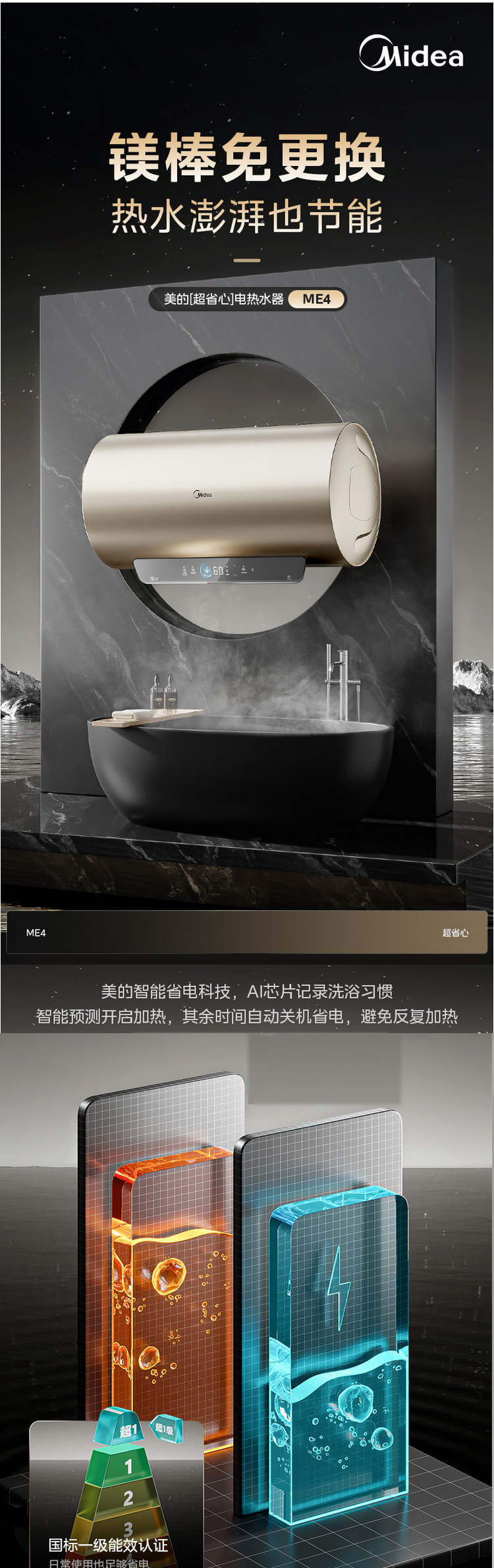 美的/MIDEA 家用50升储水式稀土镁棒珐琅内胆F5025-ME4(HE)