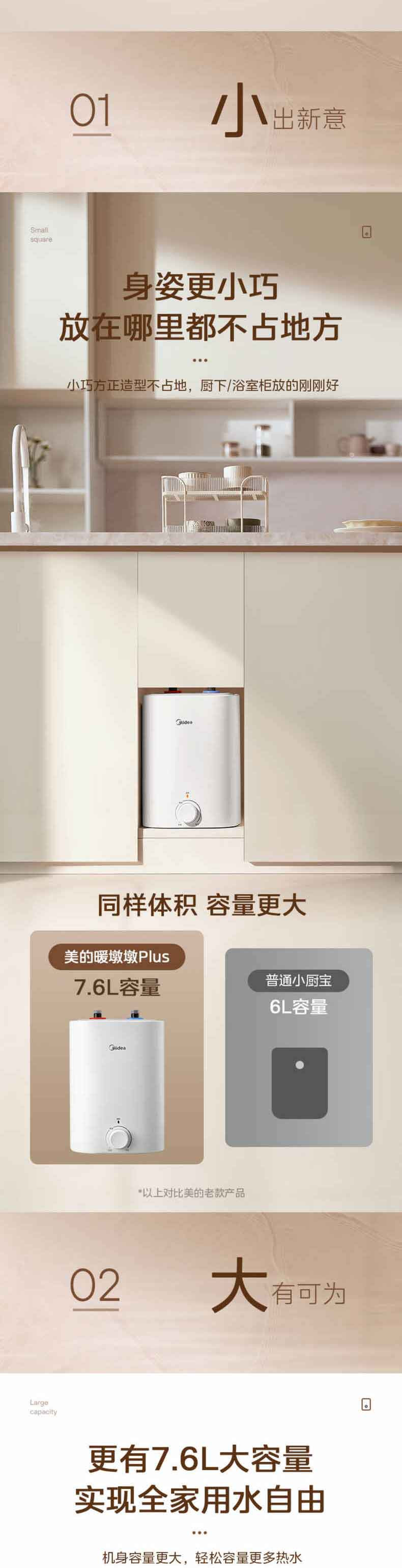 美的/MIDEA 迷你电热水器2000W连续出水45升F7.6-20CB5(E