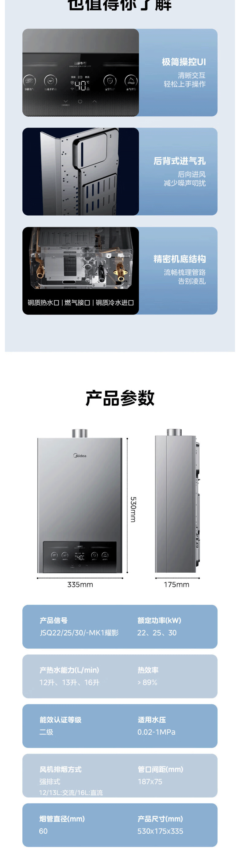 美的/MIDEA 无极变升四季恒温智能免调多重安防LED大屏JSQ22-MK1