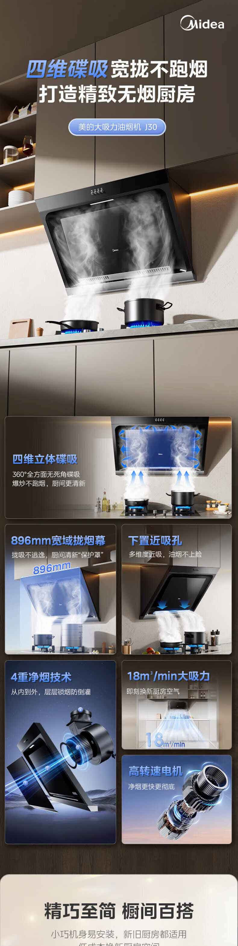 美的/MIDEA 侧吸式 17立方 大吸力立体环吸JP11+QW08