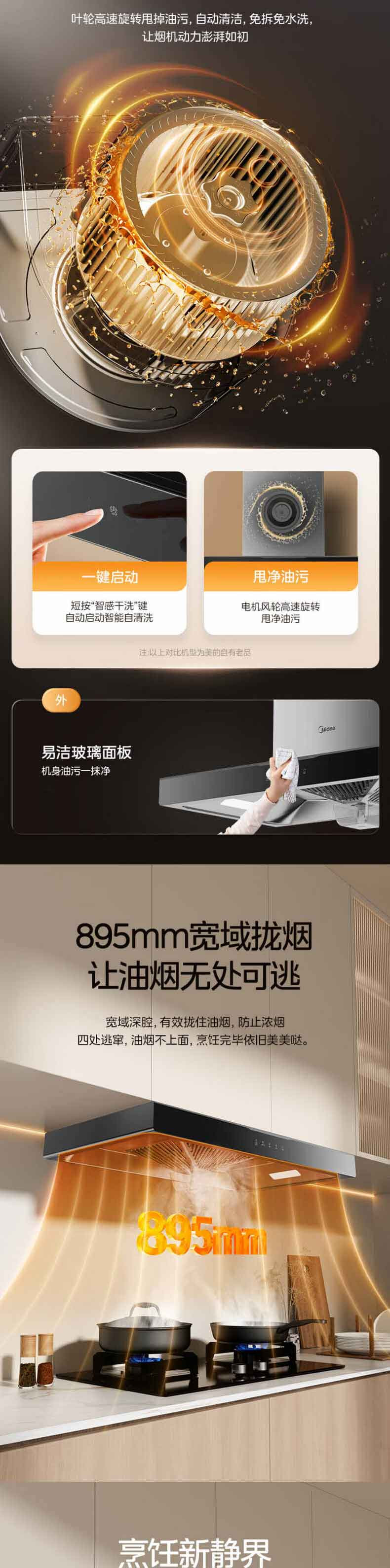 美的/MIDEA 家用自清洗 脱排油烟机顶吸式排烟机CXW-260-T33A