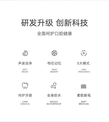 艾优/apiyoo 防水软毛声波电动牙刷智能情侣礼盒深层清洁牙齿护龈成人五种模式