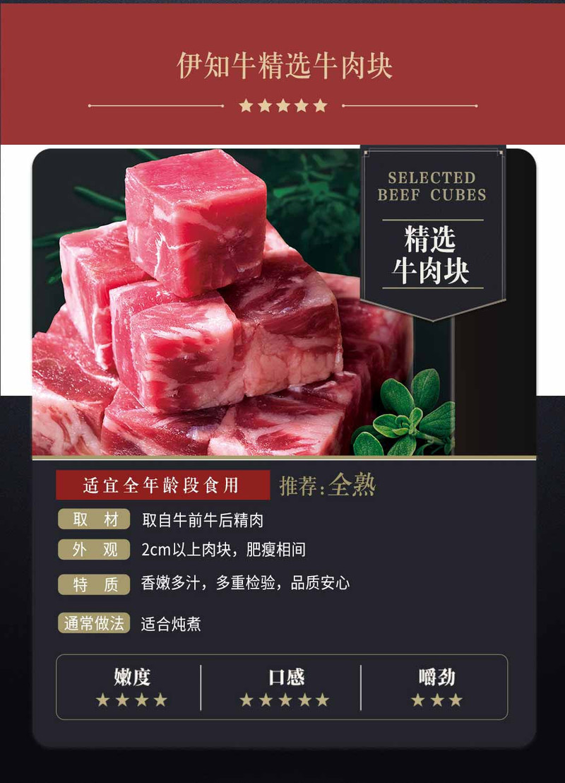 伊知牛 牛肉盛宴 牛肉块+牛腿骨+肥牛卷+牛肉馅各1袋