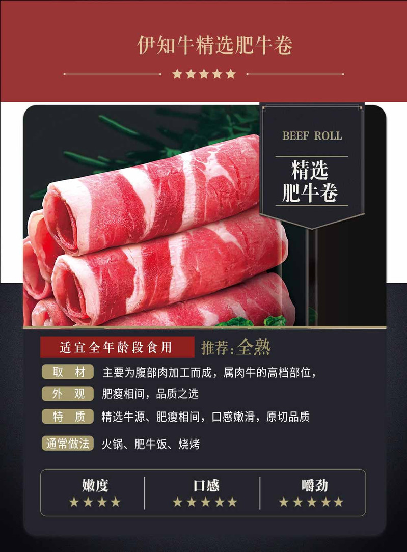 伊知牛 牛肉盛宴 牛肉块+牛腿骨+肥牛卷+牛肉馅各1袋