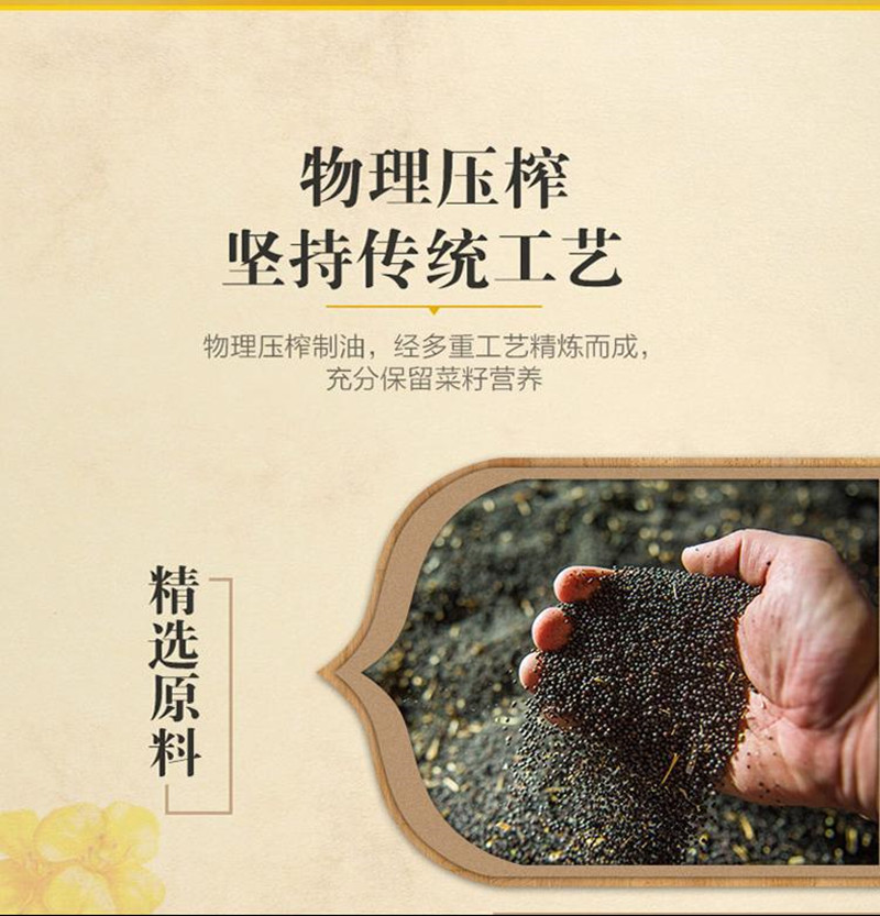 永乐武当 物理压榨纯正清香菜籽油5L/桶家用食用油非转基因包邮