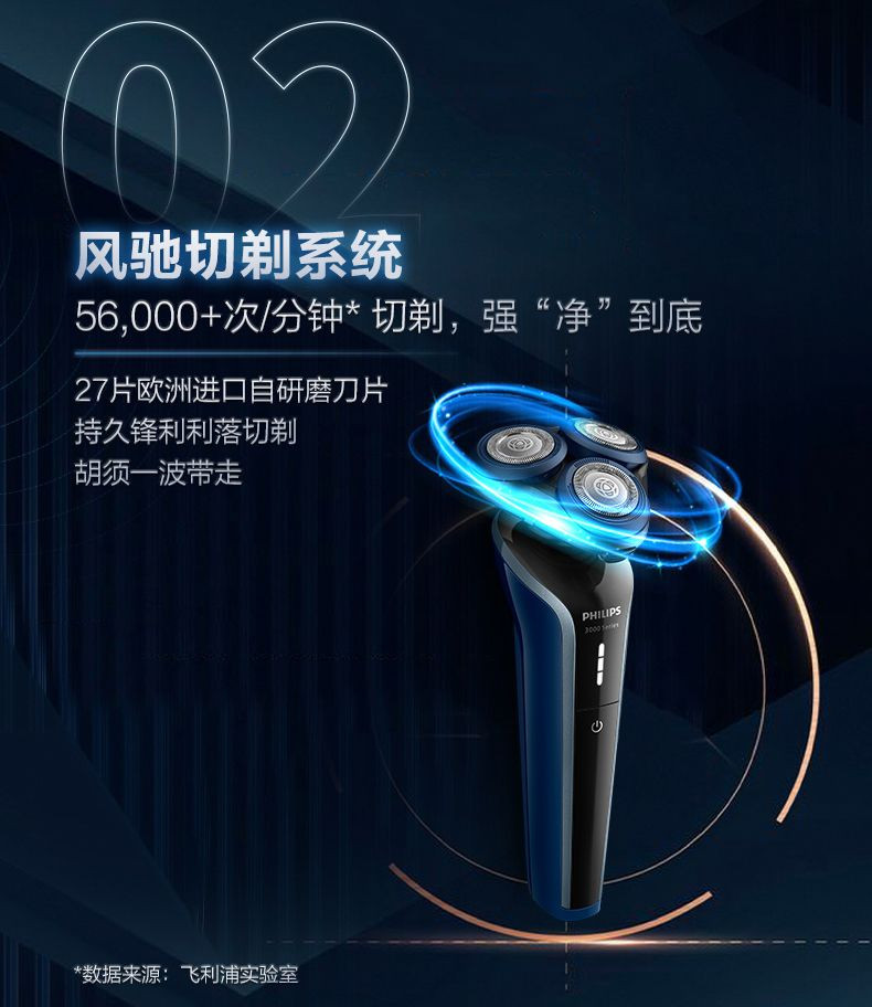 飞利浦/PHILIPS 电动剃须刀全身水洗5D浮动三刀头S3608