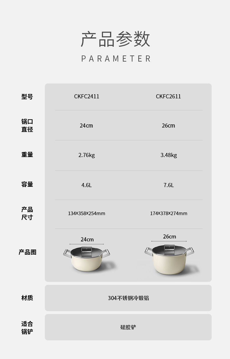 SMEG 汤锅炖锅 意大利原装进口 不粘锅蒸锅带盖 可放烤箱 炖锅