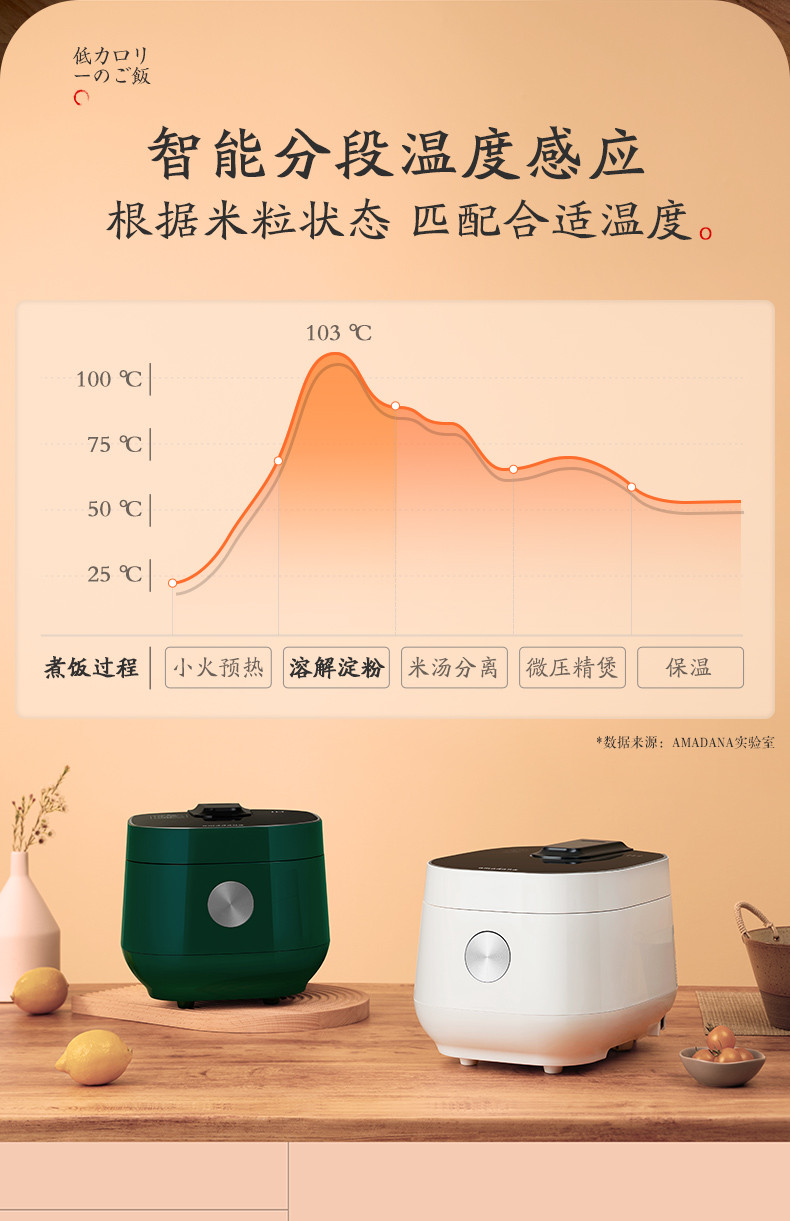 amadana 低糖电饭煲IH家用米汤分离小型电饭锅捞沥蒸煮技术米饭脱去淀粉