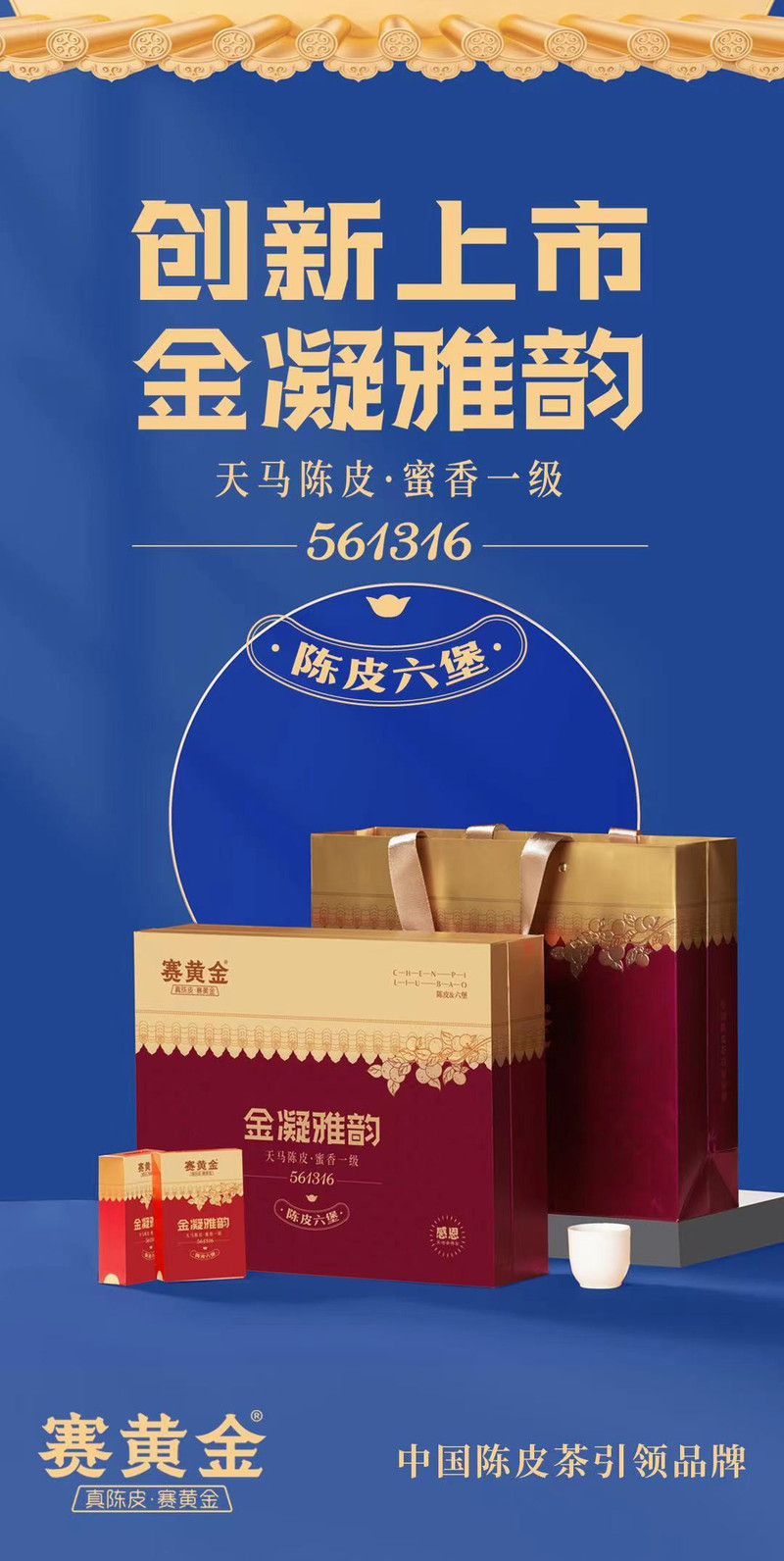 赛黄金 金凝雅韵新会天马陈皮六堡茶仓梧六堡茶小饼干礼盒装240g