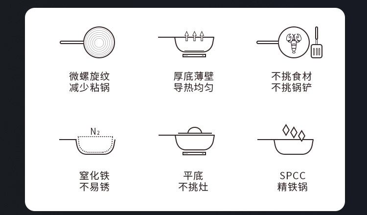 炊大皇 极铁系列第二代精铁炒锅28cm BZ50526