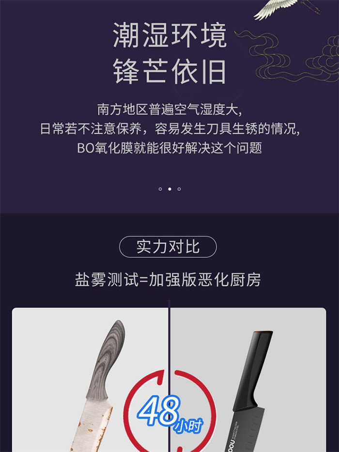 OOU 厨房刀具套装 家用防锈切菜切肉刀剪刀带磨刀器鹤系列7件套