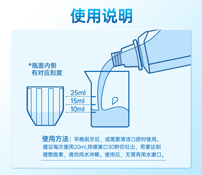 牙博士 益生菌护龈亮白漱口水300ml*2瓶薄荷味