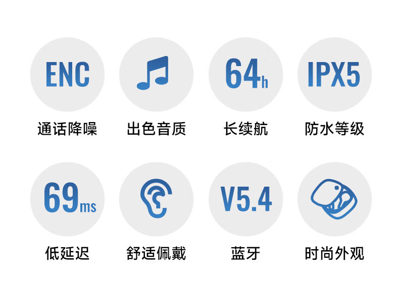 爱国者 真无线蓝牙耳机 全入耳TU01蓝色