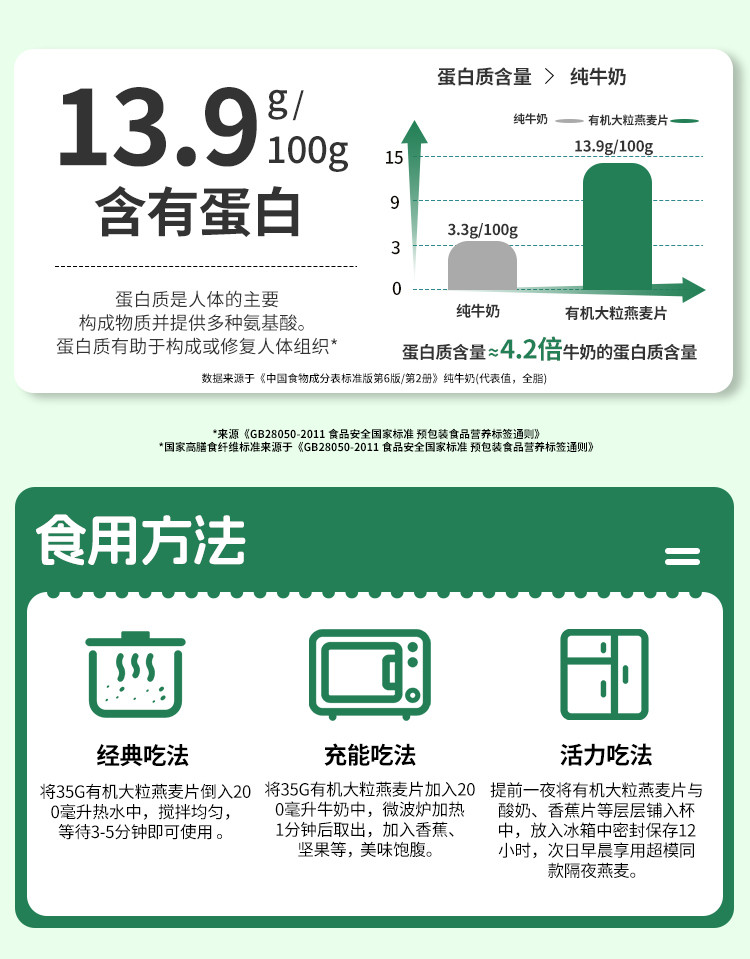 初谷 有机大粒燕麦片无添加蔗糖营养早餐孕妇代餐冲饮 免煮即食