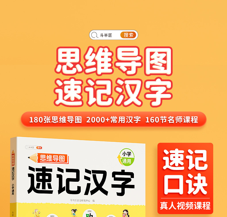 斗半匠 小学生思维导图速记汉字人教版偏旁部首组词象形识字生字预习卡