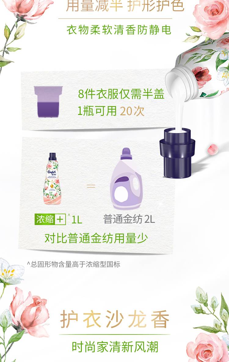 金纺/COMFORT 植萃香氛衣物护理剂红玫瑰 小豆沙龙香700ml