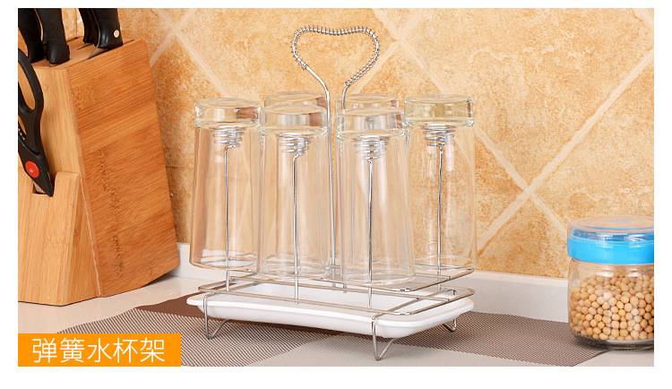 奥纳斯 方形倒挂带盘水杯架 家用创意杯子架 实用杯子沥水架