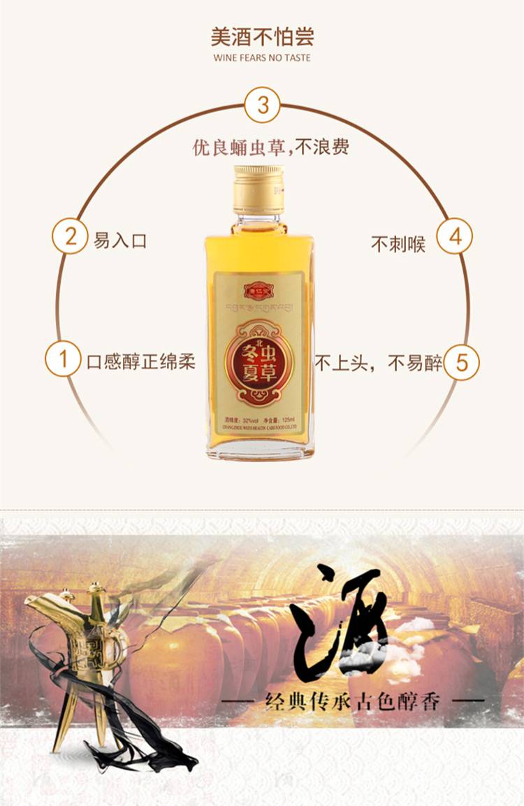 六瓶 康仁堂蛹虫草酒营养品牌酒125ml*6