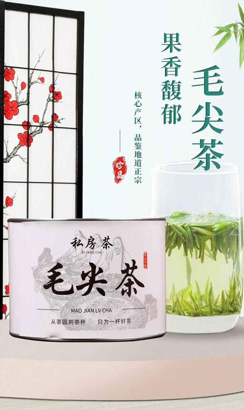 六大绿茶新茶春茶龙井毛尖茉莉花茶高山绿茶碧螺春茶叶送茶具分离杯