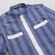 莱斯玛特 男士商务休闲撞色条纹长袖衬衫MSL64052