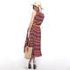 罗卡斯 新品女装 吊带无袖波西米亚波浪条纹长裙 12045