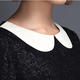 罗卡斯 2013秋款娃娃领黑亮色修身七分袖连身裙 326012