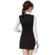 罗卡斯 2014春装新款 韩版通勤时尚拼色印花修身雪纺长袖 连衣裙 8151