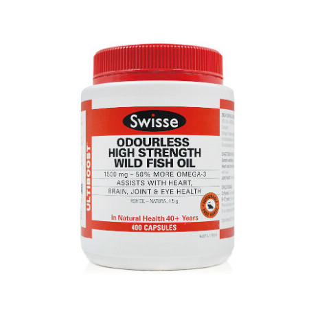 Swisse Odourless High Strength Wild Fish Oil 1500MG 深海鱼油软胶囊 400粒 X 2图片