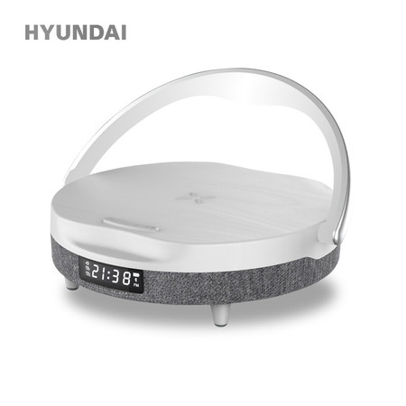现代HYUNDAI 多功能无线充台灯时计闹钟音箱 YH-C009 Plus白色	