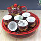 【景邮陶瓷】景德镇陶瓷茶具套装 大茶盘茶具 双层杯防烫设计 带茶海 红金龙