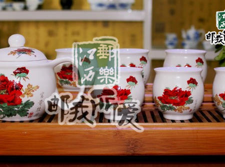 【景邮陶瓷】景德镇精品陶瓷茶具 7头双层防烫茶具套装 哑光釉君子花图片