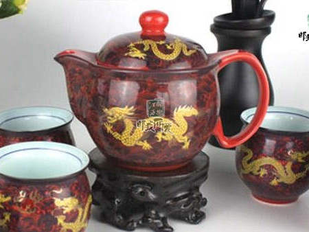 【景邮陶瓷】景德镇精美陶瓷茶具 7头双层防烫茶具套装 多色可选图片