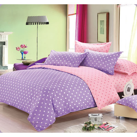 米方紫色梦想图 芦荟天丝棉 活性磨毛天鹅绒 双拼床用四件套图片