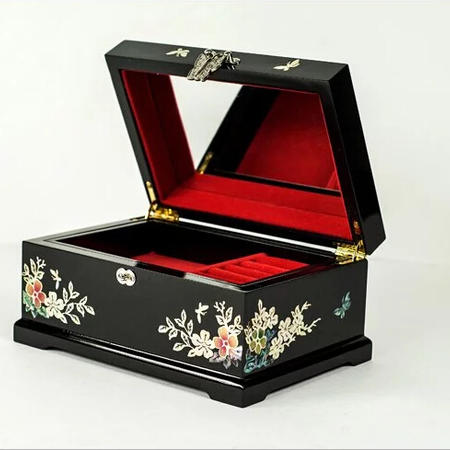 东海贝雕-螺钿漆器首饰盒 木质复古饰品盒ZY-010  400G图片
