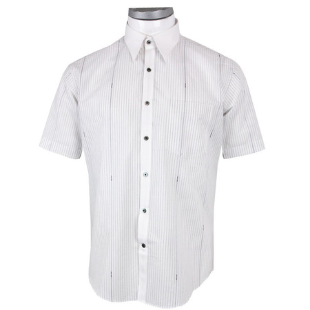 萨托尼 sartore 男士 商务 休闲 短袖衬衫 白黑条 11090188图片