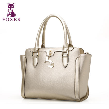 FOXER/金狐狸新款女包手提包包时尚潮单肩斜跨包牛皮包女士包