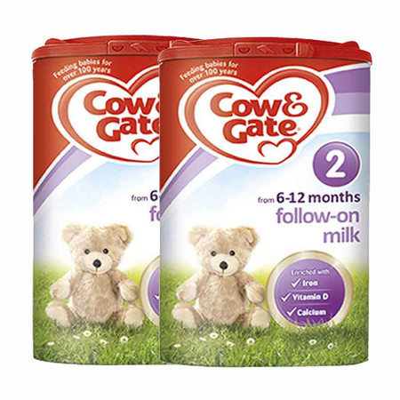 【海外购】【包邮包税】英国牛栏Cow & Gate奶粉 2段（6-12个月）900g*2罐