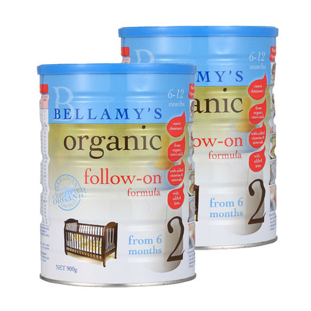 【海外购】【包邮包税】澳洲贝拉米BELLAMY'S有机婴幼儿配方奶粉2段900g*2罐