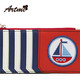 正品Artmi新款 条纹撞色手拿包女时尚复古海军风零钱包女APK0795