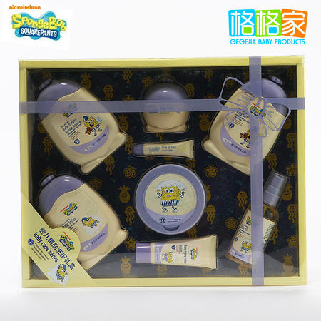 海绵宝宝 婴幼儿洗护用品礼盒（8件套） 宝宝儿童洗发沐浴露正品图片