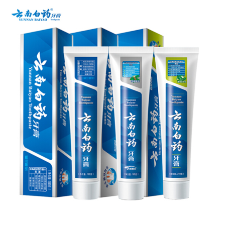 云南白药人气牙膏套装3支装 (留兰香型180g+薄荷清爽型210g+冬青香型165g)图片