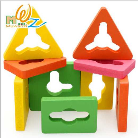 儿童玩具木制积木四柱形状配对积木早教益智玩具