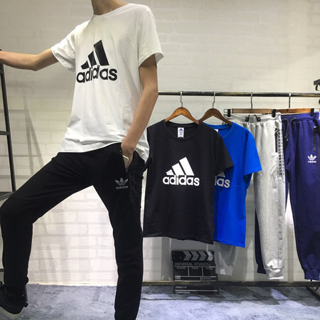 阿迪达斯/ADIDAS 情侣套装圆领短袖长裤两件套图片