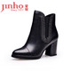 Jinho/金猴冬季新款 时尚真皮牛皮女短靴 显瘦高跟防滑耐磨女靴Q49009A
