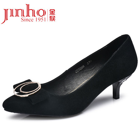 金猴（JINHOU）18新款简约干练鞋职业潮流浅口女单鞋时尚优雅中跟女鞋Q55088图片