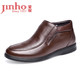 金猴（JINHO）冬季保暖长毛绒 防滑系带 商务日常休闲 高帮男棉鞋 M88004