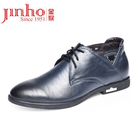 金猴（JINHO）冬季款短绒保暖 防滑系带商务休闲 低帮男士皮鞋 M88035