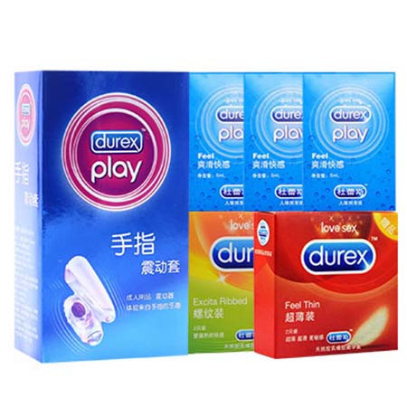 Durex 杜蕾斯 手指震动套+螺纹2只+超薄2只+爽滑快感5ml*3图片