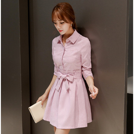 秋装新款韩版时尚修身长袖连衣裙女裙